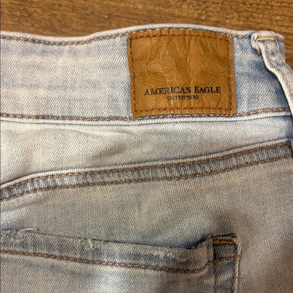 American Eagle Outfitters Light Blue Ripped Jean Shorts - Picture 3 of 5